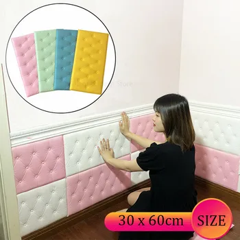 3D Anti-kollision Wall Stickers Tapet selvklæbende Tykkere Tatami Væggen 4MM Pad Kids Soveværelse Stue Skum Pude Indretning