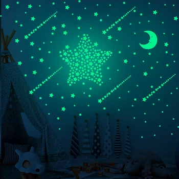 3D-Boble Lysende Stjerner, Månen Prikker wallsticker Til børneværelset Soveværelser Hjem Dekoration Glød I Mørke DIY Kombination Klistermærker