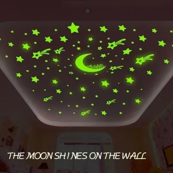 3d-Boble Lysende Stjerner, Prikker, Wall Stickers Glow In The Dark Moon Til Levende Hjem Børne Værelse vægdekoration Fluorescerende Klistermærker#