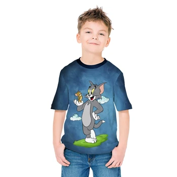 3D børnenes Print T-shirt til Drenge Tegneserie Kat Pet Toppe Piger Street Fashion 2021 Nye kortærmet Skjorte Hotwheels Kids Tøj