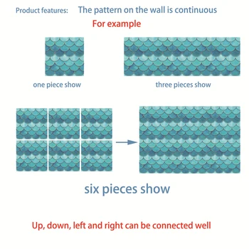 3D Fisk Skala Mønster Wall Sticker Aftagelig Vandtæt til Stue, Badeværelse, boligindretning L9