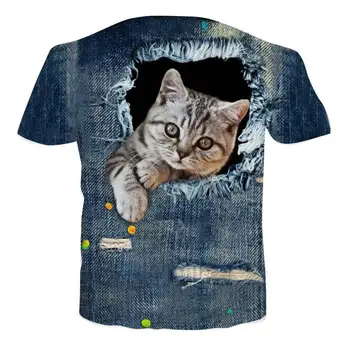 3D Frække Cat T-shirt Mænd Kvinder Casual Animal T-Shirt Sommer Kort Åndbar Langærmet Tshirt Plus Størrelse 3XL-7XL Toppe Tee