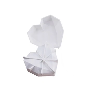 3D-Heart Shape Diamant Elsker Chokolade Candy Forme Silikone Kage form For Bryllup Bagning Svamp Chiffon Mousse til Dessert Forme