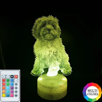 3D-Illusion Billede Lampe Hund Nat Lys LED Cavapoo Nightlight Smart Phone Control hotelværelse Atmosfære Dekoration Gave