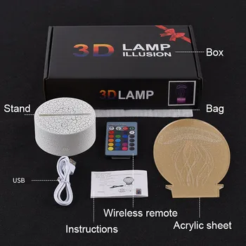 3D-illusion Lampe Hjem Og Nat, Lys, Berøring LED Lampen Drop Shipping