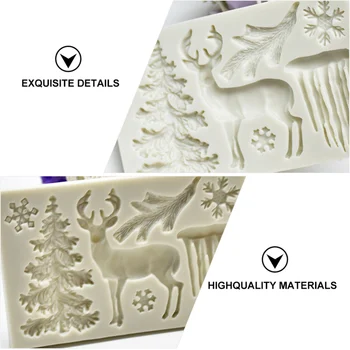 3D Jul Tema Hjorte Silicone Mold Kage Fondant Skimmel Snefnug Suger DIY Cookie Chokolade Værktøj (Tilfældig Farve)