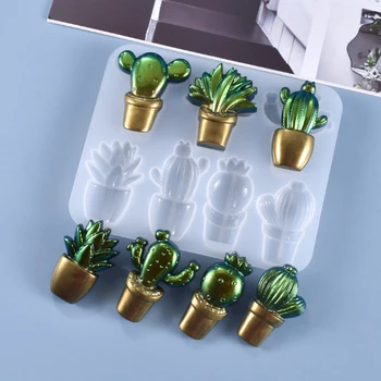 3D Kaktus Nøgleringe Crystal Epoxy Harpiks Skimmel Håndlavet Vedhæng Dekorationer Silicone Mould DIY Håndværk Støbning Af