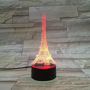 3D-Lampe Bygning i Paris Eiffel Tower Temmelig Stede for Piger Atmosfære Dropship 7 Farve med Fjernbetjening Led Nat Lys Lampe