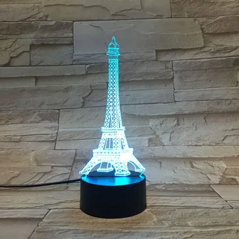 3D-Lampe Bygning i Paris Eiffel Tower Temmelig Stede for Piger Atmosfære Dropship 7 Farve med Fjernbetjening Led Nat Lys Lampe