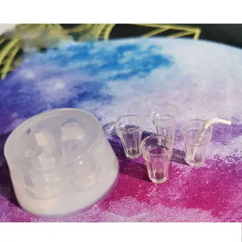 3D Mini-Glas Flaske Harpiks Skimmel Drikke Flaske Halm Mælk Cup Harpiks Støbeform