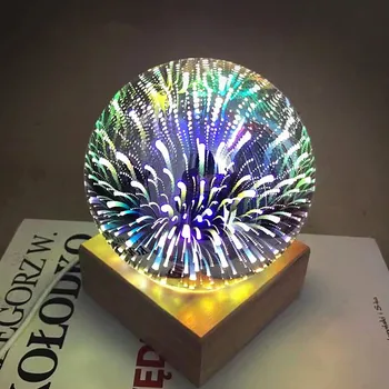 3D-Nat Lys Månen Lampe LED krystal bordlampe Soveværelse Romantisk bordlampe Nightlight glaskuppel for Xmas Udsmykning Lys