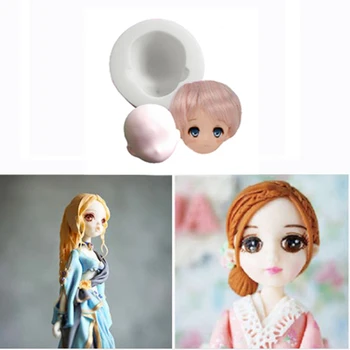 3D Pige Prinsesse Face Dame Hoved Kage form for Silikone Søde Dukke Ansigt Fondant Skimmel Dukke Hovedet, Kage, Chokolade, Indretning og DIY