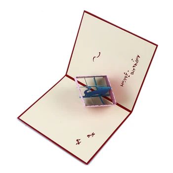 3D Pop OP-Papir-cut Udskærings-Origami Kasse Ferie Lykønskningskort Kat Dyr, Jul, Fødselsdag, Ferie Lykønskningskort