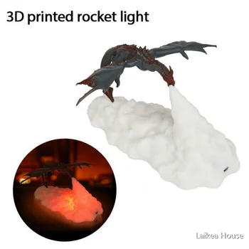 3D Printet Dragon Med LED-lys, Varme Lys Genopladelige Brand Vejrtrækning Dragon Lampe almindelig Belysning dekoration Til Soveværelse