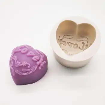 3D Silikone Sæbe Skimmel Hjerte Kærlighed Steg Blomst Chokolade Mould Stearinlys Polymer Ler Forme Håndværk DIY Former For Sæbe Base Værktøj