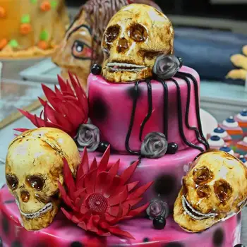 3D-Skelet Hoved Skalle DIY Kage Forme Chokolade Candy Halloween Dekoration Til Hjemmet Part Køkken Silikone Bage-Skimmel