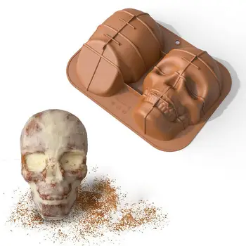 3D-Skelet Hoved Skalle DIY Kage Forme Chokolade Candy Halloween Dekoration Til Hjemmet Part Køkken Silikone Bage-Skimmel