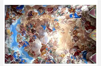 3d tapet tilpasset loft, tapet vægmalerier klassisk Europæisk stil luksus palace maleri loft kalkmalerier dekoration