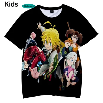 3D Trykte Tegneserie De Syv dødssynder Kids T-shirt Velegnet til Børn Hip Hop kortærmet T-shirt Afslappet Drenge Piger Tees