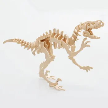 3D Træ-DIY Stereo Dinosaur Puzzle Dreng Pige Gåder Toy Dinosaurer Samling Model Kids Pædagogisk Legetøj for Børn Gave