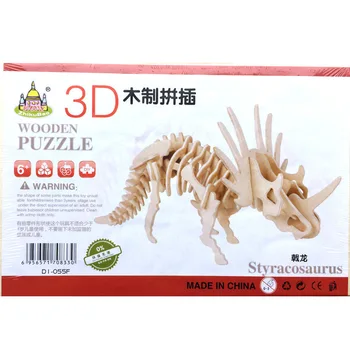 3D Træ-DIY Stereo Dinosaur Puzzle Dreng Pige Gåder Toy Dinosaurer Samling Model Kids Pædagogisk Legetøj for Børn Gave