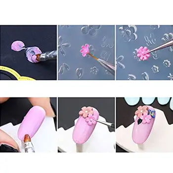 3Pcs 3D Blomster Decortive Nail Art Silikone Formen Kit Blade Flower Nail Udskæring Skimmel Nail Art Templates Maincure Værktøjer