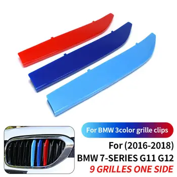 3pcs Bil Grille Trim Front Grill Gitter Dæksel Klip, Trim Decal Stribe For BMW G11 G12 2016-2018 7-Serie F01 F02 LCI-