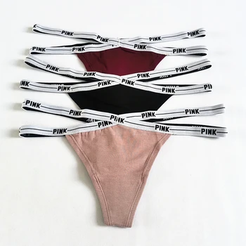 3pcs en række Kvinder, T-back Sexet X elastisk bælte Mode lyserøde bogstaver print Lav Talje Stropper Shorts Trusse Trænings-og Trekant Trusser