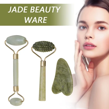 3pcs Facial Jade Sten Roller Naturlige Ansigt Massageapparat Gua Sha yrelsen Slankende Face Lift Massage Af Huden Pleje Skønhed