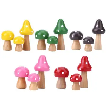 3PCS Fe Haven Miniaturer Mini Mushroom Haven Dekoration Harpiks Champignon Håndværk Miniature Fe Figurer Manualidades