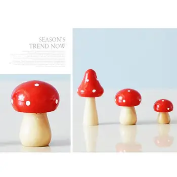 3PCS Fe Haven Miniaturer Mini Mushroom Haven Dekoration Harpiks Champignon Håndværk Miniature Fe Figurer Manualidades