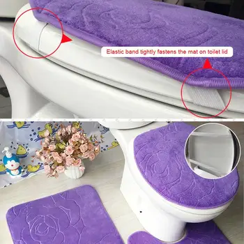3Pcs Flannel Badeværelse Mat Sæt Hydrofile Toilet Tæppe Vaskbar Køkken Væg-Tæppe Anti-Slip Brusebad Pad Soveværelse