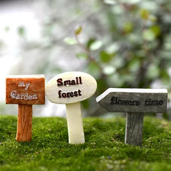 3Pcs Harpiks tegn bord bonsai Figurer Micro Landskabet Håndværk skilt miniaturer fe have mos terrarie indretning