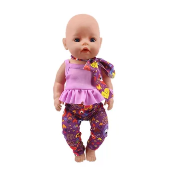 3pcs/masse Daglige Lilla Casual Wear Passer 18Inch American & 43cm Ny Født Baby Nenuco Dukke Tøj Tilbehør