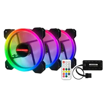 3pcs RGB-120mm 12V Cool Fashion solar eclipse Mute farverige PC Tilfældet System Ventilator
