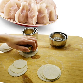 3pcs/set Cutter Dumplings Mould Køkken Kaffefaciliteter Dumpling Hud Enhed Rustfrit Stål dejen tryk på Pandekage Værktøjer Indlejrer Forme