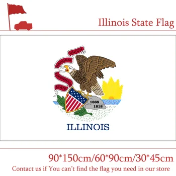 3x5ft Banner Metal Messing Huller 150*90cm 60*90cm Illinois State Flag, 30*45cm Bil Flag Til Afstemning Dekoration