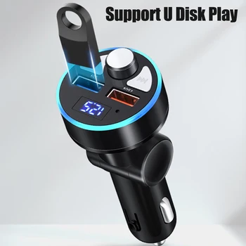 4.8 En Dobbelt USB Bil Oplader Telefonen LED Digitalt Display For Mobiltelefon Bluetooth 5.0 FM Transmitter Håndfri Modulator