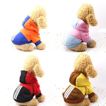 4 Farver Mode Kontrast Farve Pet Tøj til Hund, Kat, Hvalp Hættetrøjer Frakke Vinter Sweatershirt Varm Fleece Trøje Pet Tøj