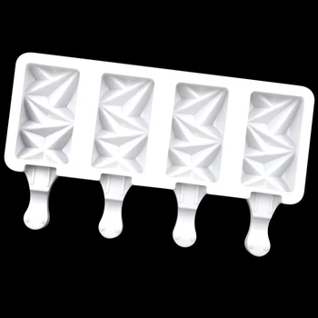 4 Hulrum Big Diamond Silikone Is Formen for DIY Popsicle Jelly Budding isterning Bakken Kaffefaciliteter Mould Kager, Dessert Bagning Værktøjer