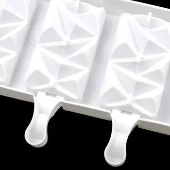 4 Hulrum Big Diamond Silikone Is Formen for DIY Popsicle Jelly Budding isterning Bakken Kaffefaciliteter Mould Kager, Dessert Bagning Værktøjer