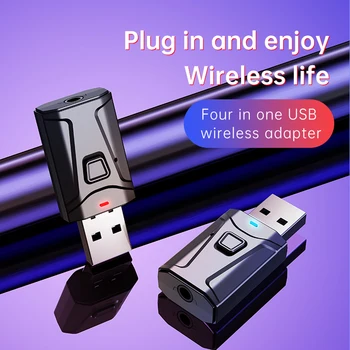 4 I 1 3,5 mm Bluetooth-5.0-Modtageren Sender AUX Jack-RCA-Hifi-Musik, Bil TV Hovedtelefoner Højttaler Trådløse Audio Adapter