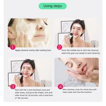 4-i-1 El-Facial Børste Ansigt Hud Spa Udrensning USB-Genopladelige Massager Cleaner med 4 Hoveder Ny 2020