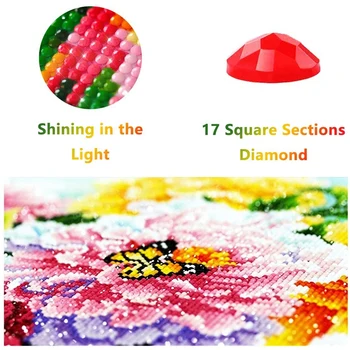 4 Pack 5D Diamant Maleri Farverige Blomster Fuld Drill Maling med Diamanter Kunst, Buket DIY-Maleri Af Antal Kits