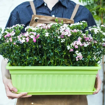 4 Pakker 17 Inches Blomst altankasse Plast Grøntsag Plante til Vindueskarmen, Patio, Have, Indretning, Veranda