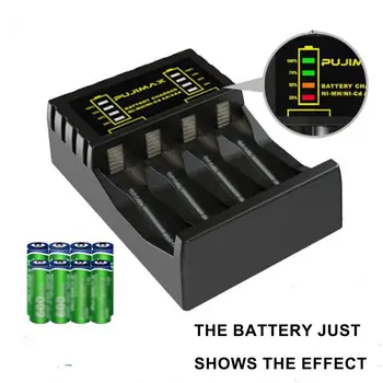 4 Slots Batteri Oplader Til AAA/AA Plast Genopladeligt Batteri kortslutningsbeskyttelse Med LED-Indikator Ni-MH/Ni-Cd-Opladere