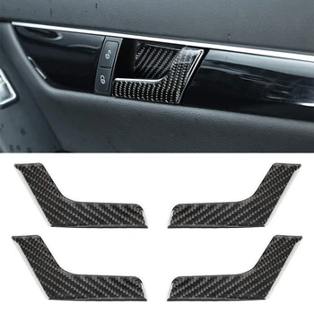 4 STK Bilen Dørs Indvendige Håndtag Panel for Mercedes-Benz W204 Carbon Fiber Dekoration Frame Cover Interiør Lister