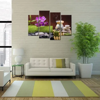 4 Stykker Lærred Plakater og Prints Soveværelse Phalaenopsis og Stearinlys Home Decor Poster HD Maleri til Room Dekoration