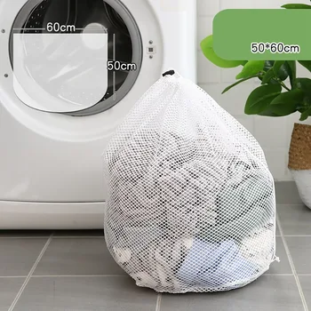 4 Størrelser Mesh Tøjvask toilettasker Vaskemaskine Tøj Beskyttelse Net Taske Foldbar Fint/Groft Net for Bra Sokker Undertøj Vaskes