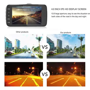 4 Tommer Bil Kørsel Optager Night Vision Front-Og Rear Dual Linse HD 1080P DVR EDR Dashcam G-Sensor Ede Mikrofon/højttaler